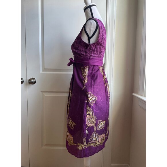 Esprit Collection Purple Embroidered Wrap Dress - Size 10 - Picture 2 of 8
